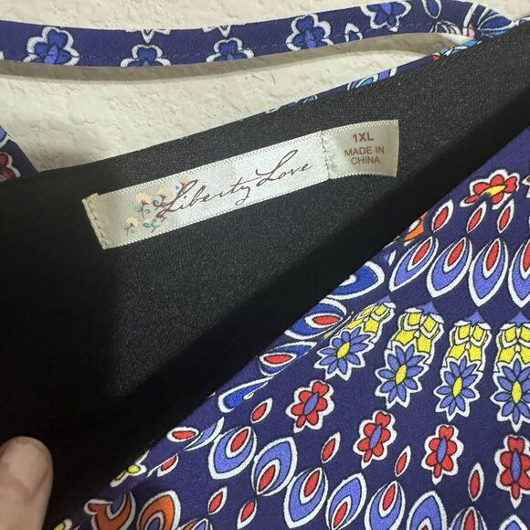Liberty Love Colorful blouse high low hem womens 1X oversized flowy - Picture 6 of 8